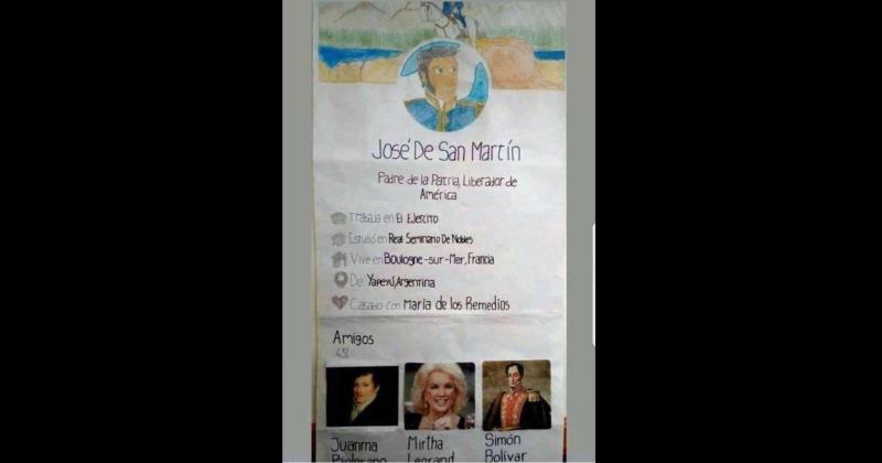 La biografía de José de San Martín con formato de Facebook