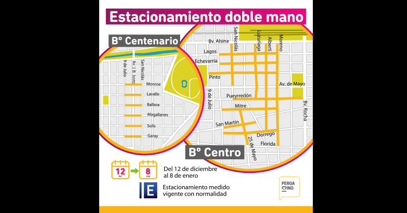 Estas son las calles en las que se podr� estacionar en doble mano hasta el 8 de enero