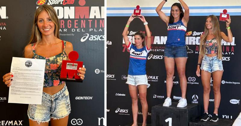 Brenda Bernard tras confirmar su cupo al Mundial de Haw�i y en el podio de la categoría 30 a 34 años