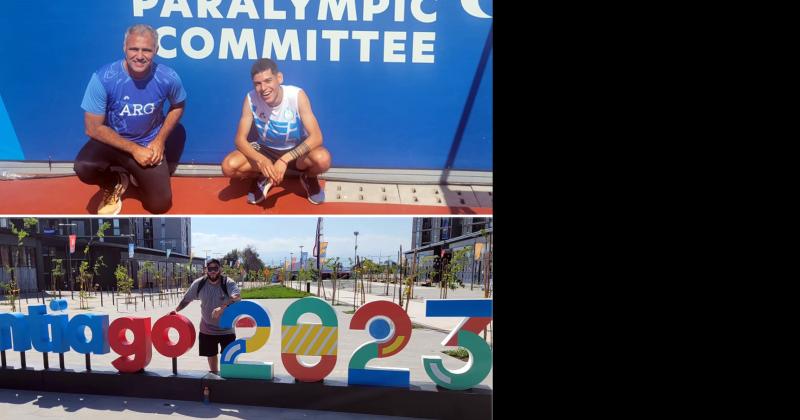 Alexis Ch�vez con su entrenador Andrés Buey (arriba) Pablo Giménez en la Villa Parapanamericana de Santiago 2023
