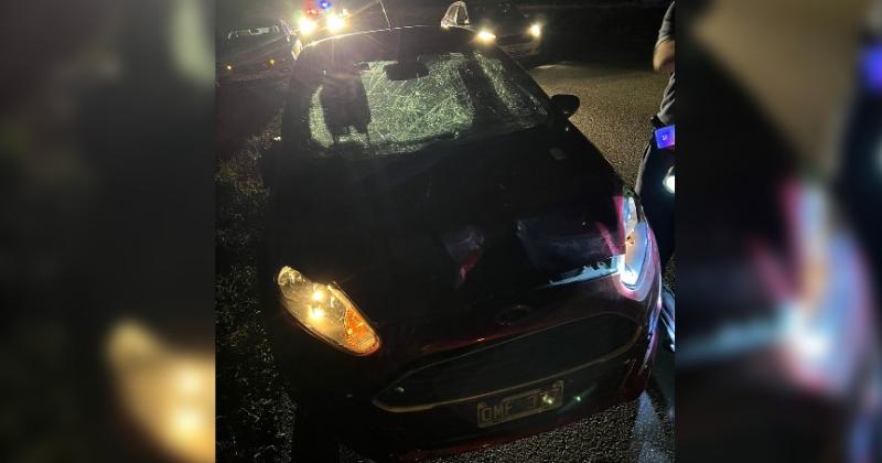 El automóvil Ford Ka que también impactó con el equino que atravesó la cinta asf�ltica