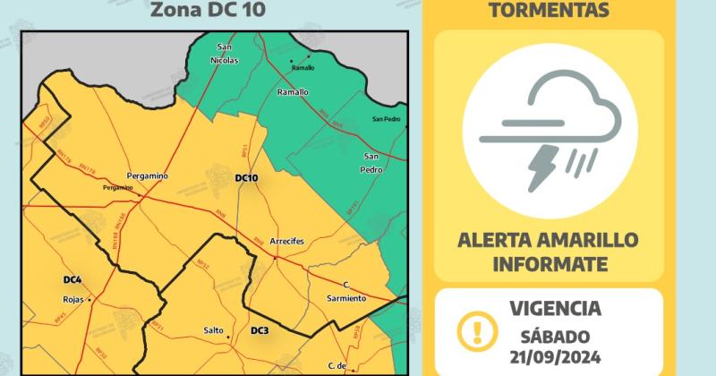 Pergamino est� incluido en un alerta amarilla meteorológico durante el fin de semana